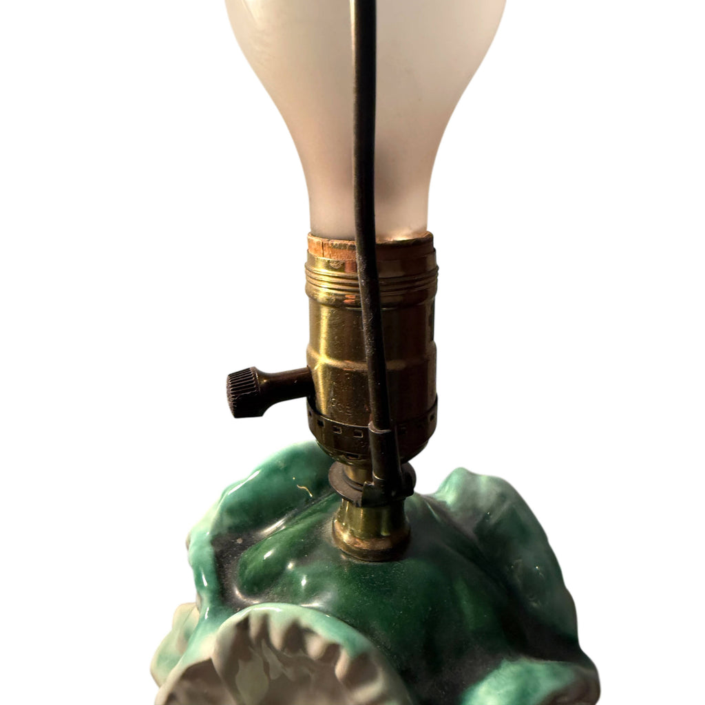 Vintage 1940s Lamps Majolica Glazed Ceramic Art Nouveau Revival