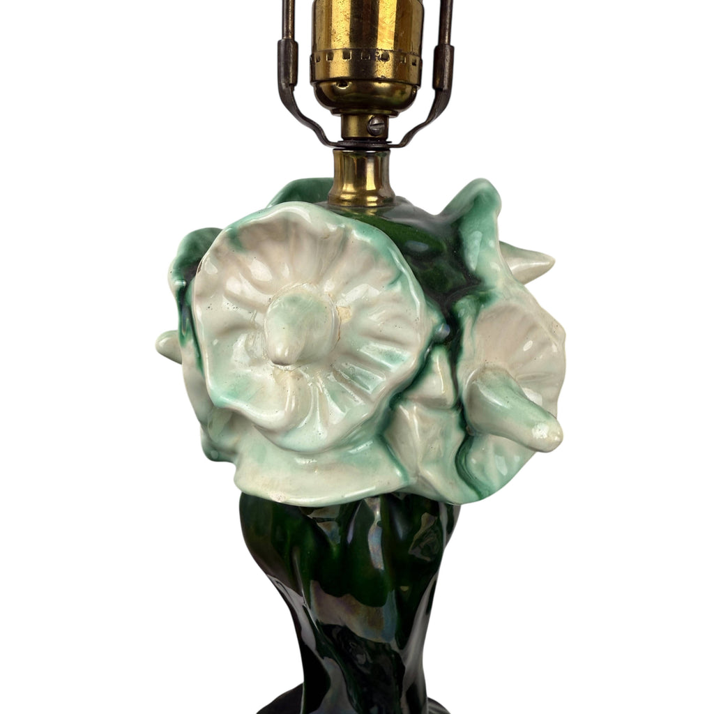 Vintage 1940s Lamps Majolica Glazed Ceramic Art Nouveau Revival