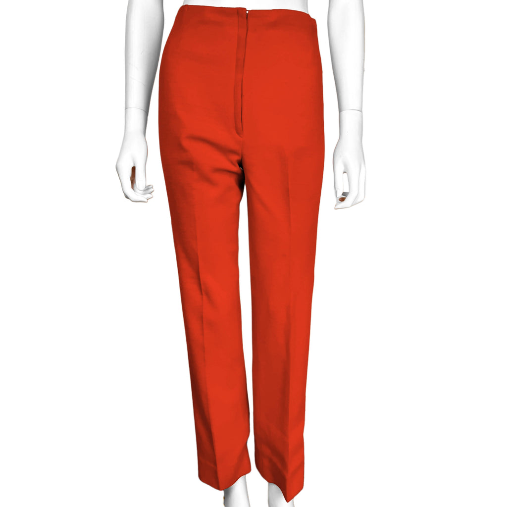 Vintage 1960s Pantsuit Orange Wool Double Knit Jacket Pants