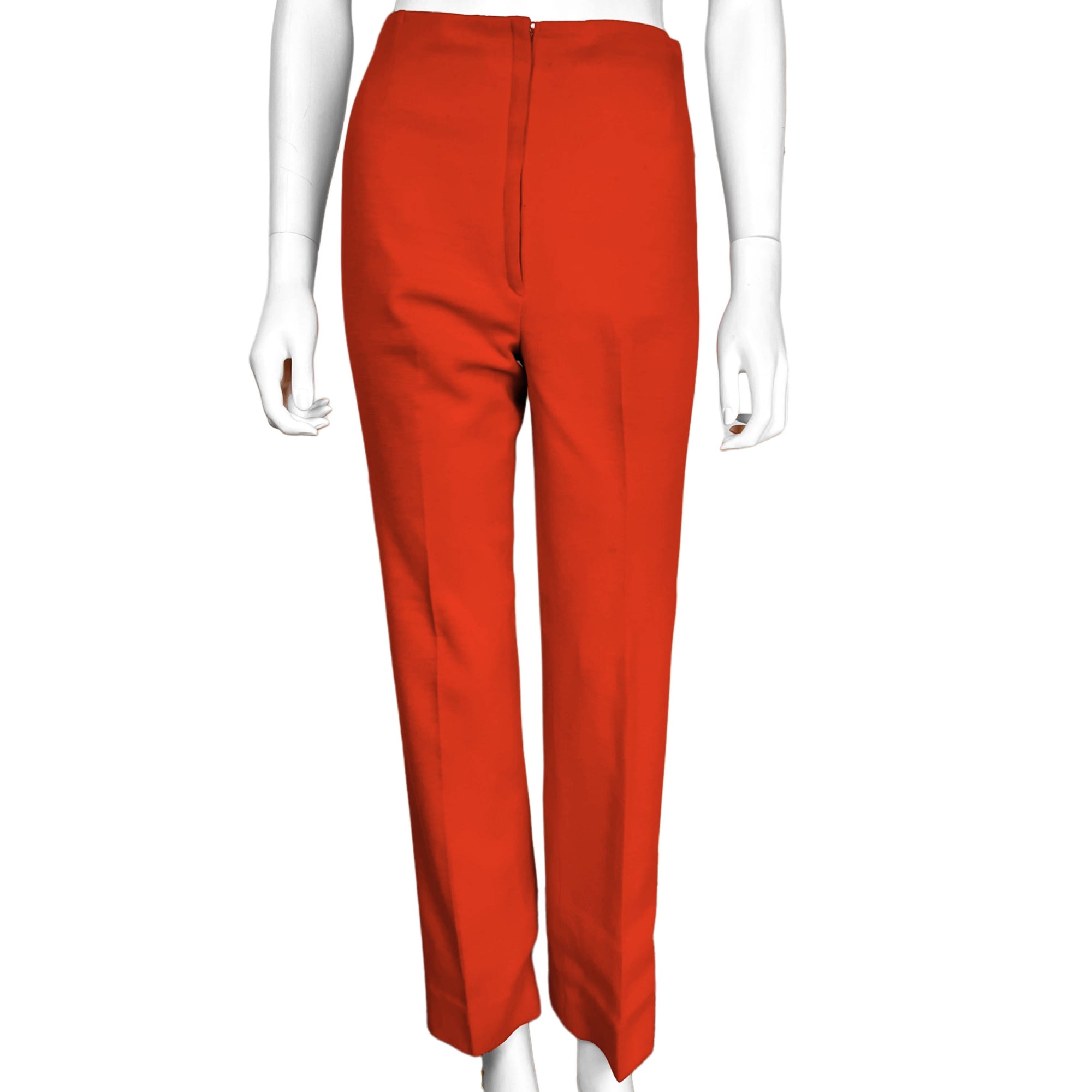 Vintage 1960s Pantsuit Orange Wool Double Knit Jacket Pants