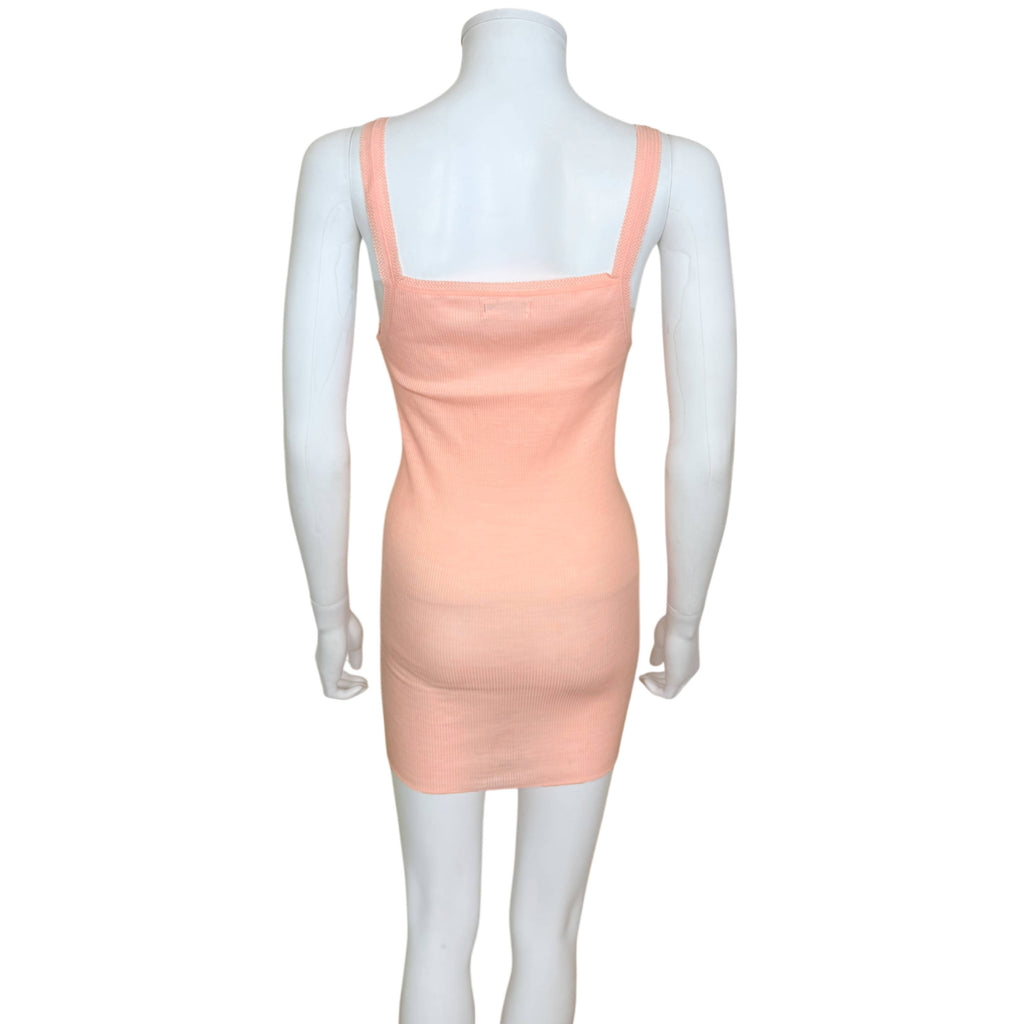 Peach rib knit vintage slip dress back view