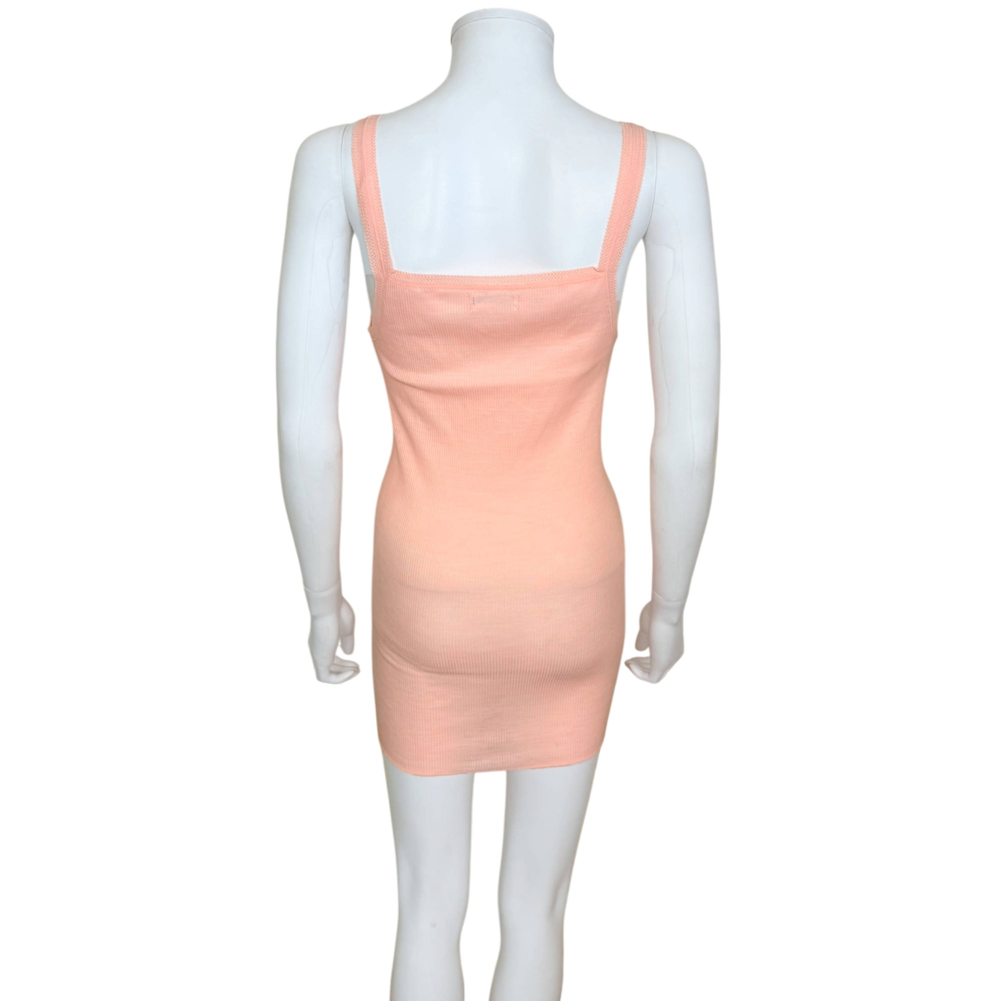 Peach rib knit vintage slip dress back view