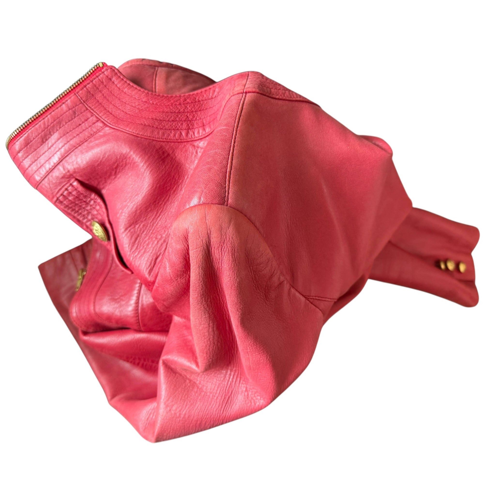 fading to vintage 1970s Margaret Godfrey red leather jacket by Bagatelle 