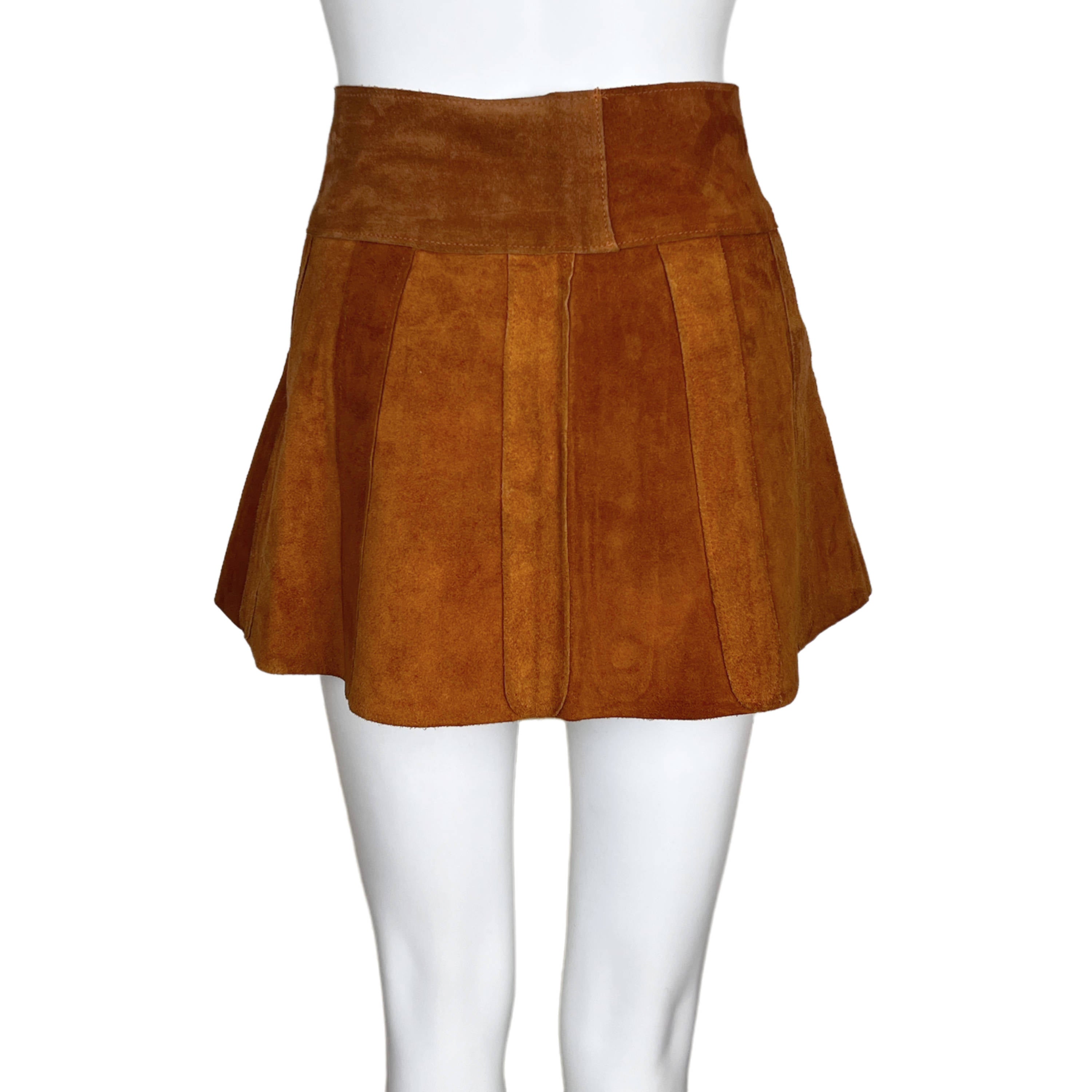 Vintage 1960s Mini Skirt Suede Leather Wraparound Margaret Godfrey