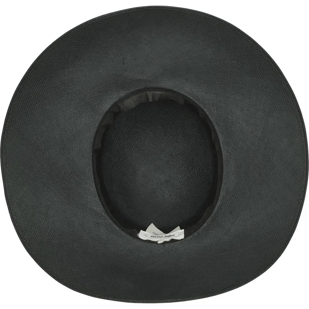 Vintage 1970s Wide Brim Hat Black Straw Marida England - Poppy's Vintage Clothing