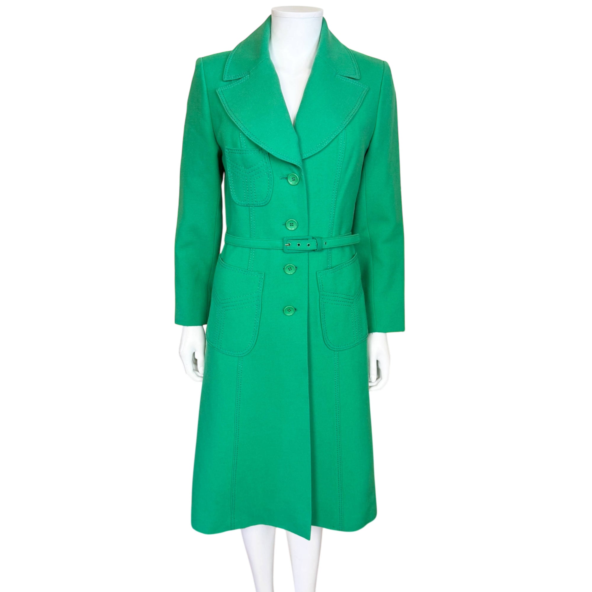Vintage 1970s green wool spring coat