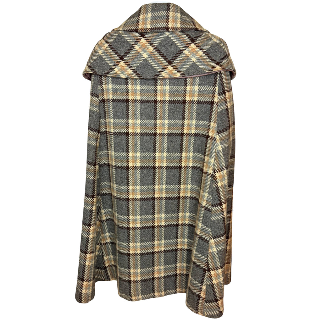 Vintage 1970s Marielle Fleury Cape Plaid Tweed Wool Size M