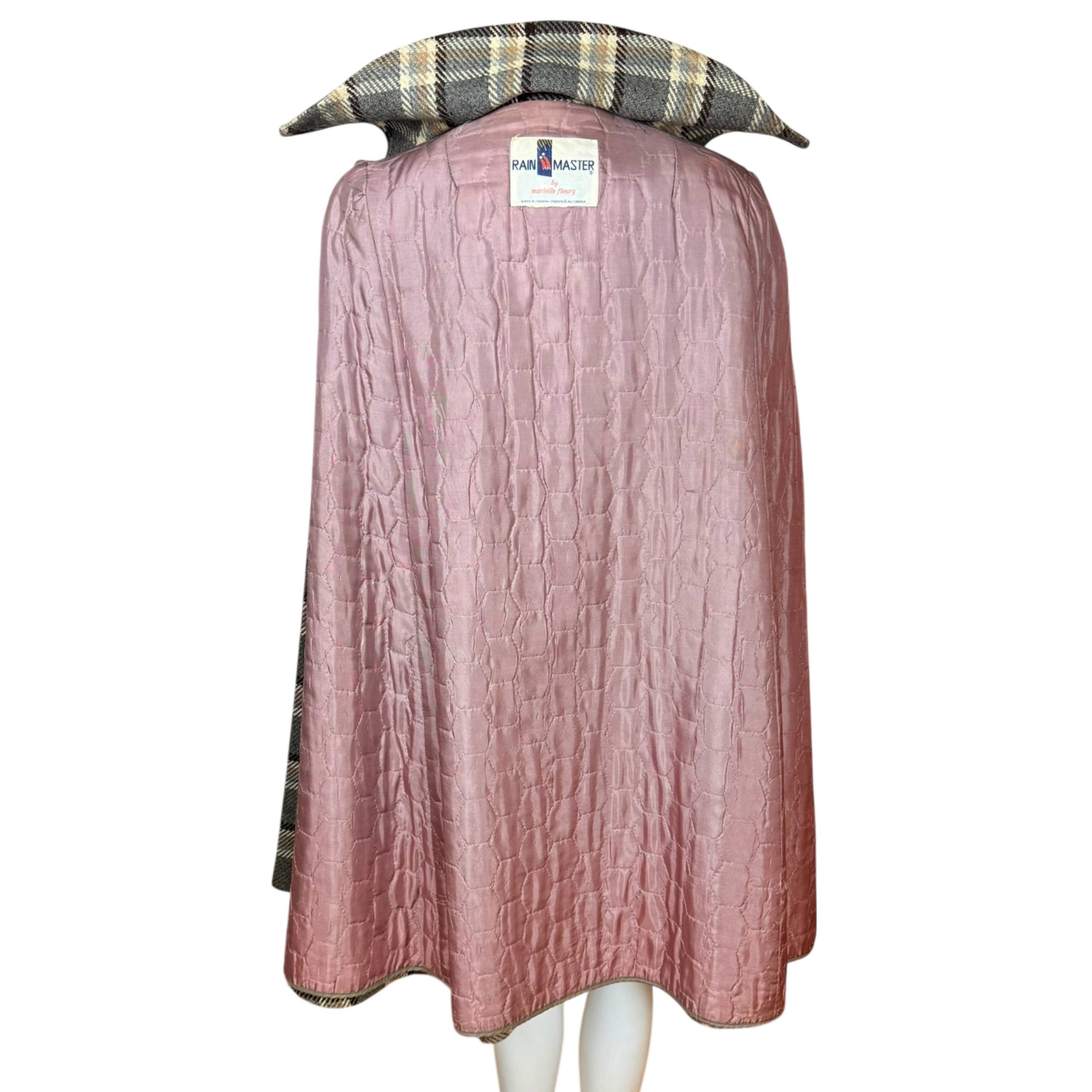 Vintage 1970s Marielle Fleury Cape Plaid Tweed Wool Size M