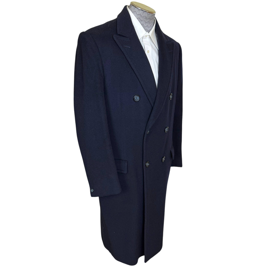 left side view of vintage Italian Wool Overcoat made with Mario Zegna Fabric 
