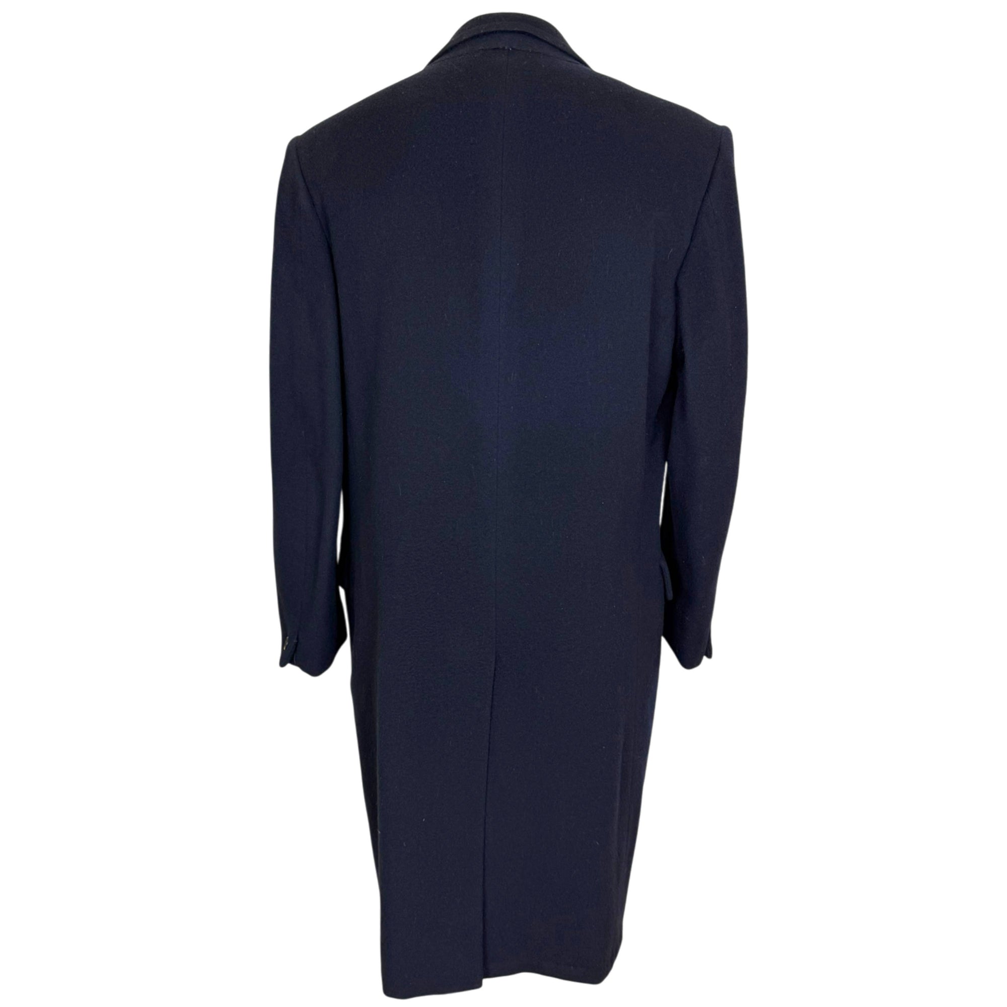 back view of vintage Italian Wool Overcoat made with Mario Zegna Fabric 