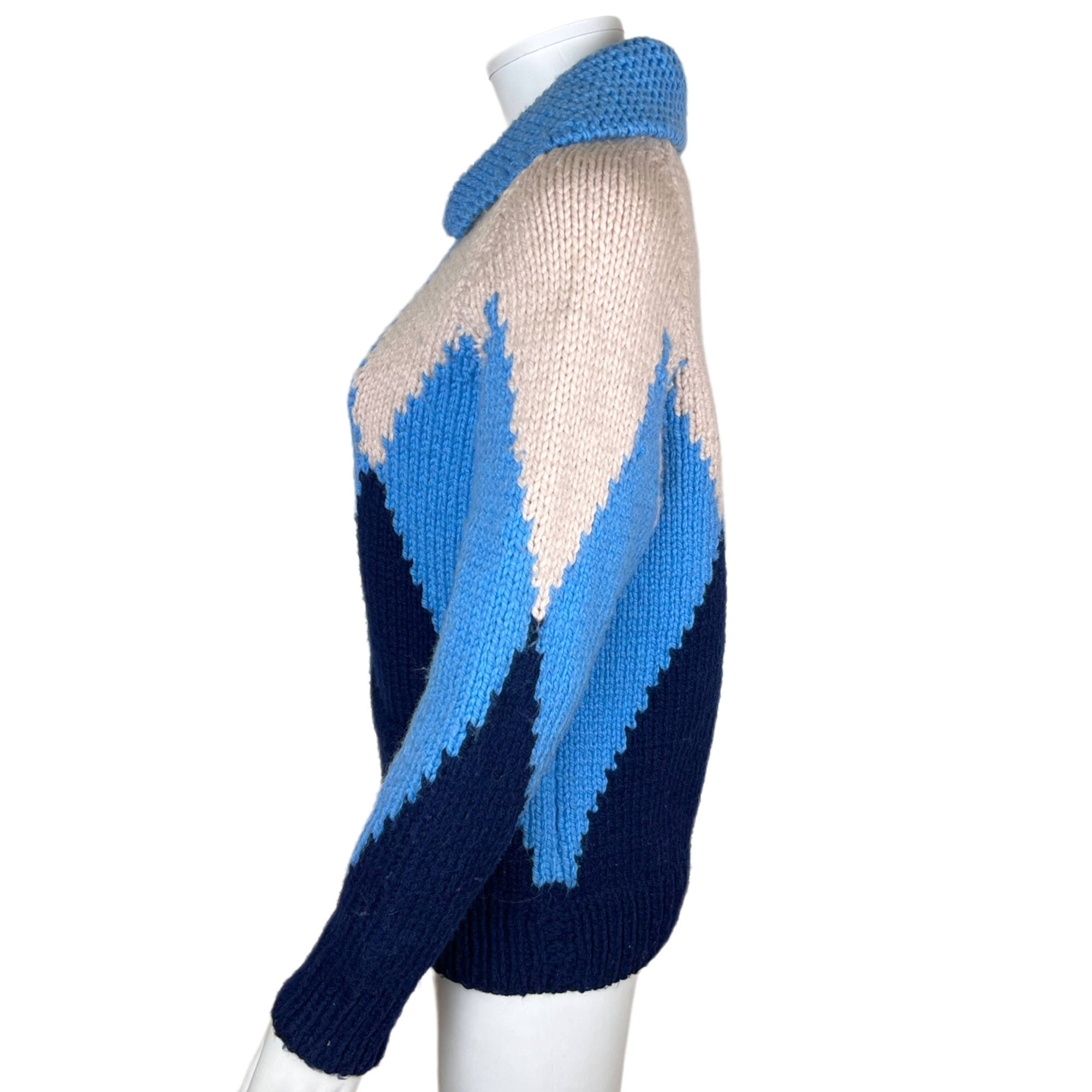 1960s Vintage Wool Cowichan Sweater Mary Maxim Diamond Ptn