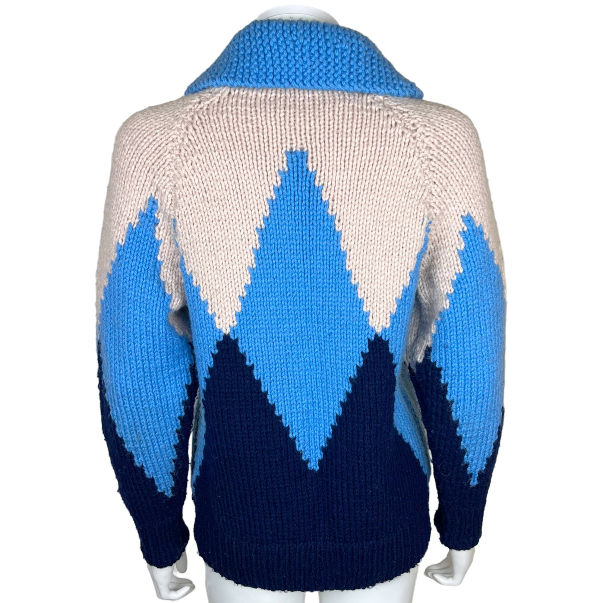 1960s Vintage Wool Cowichan Sweater Mary Maxim Diamond Ptn