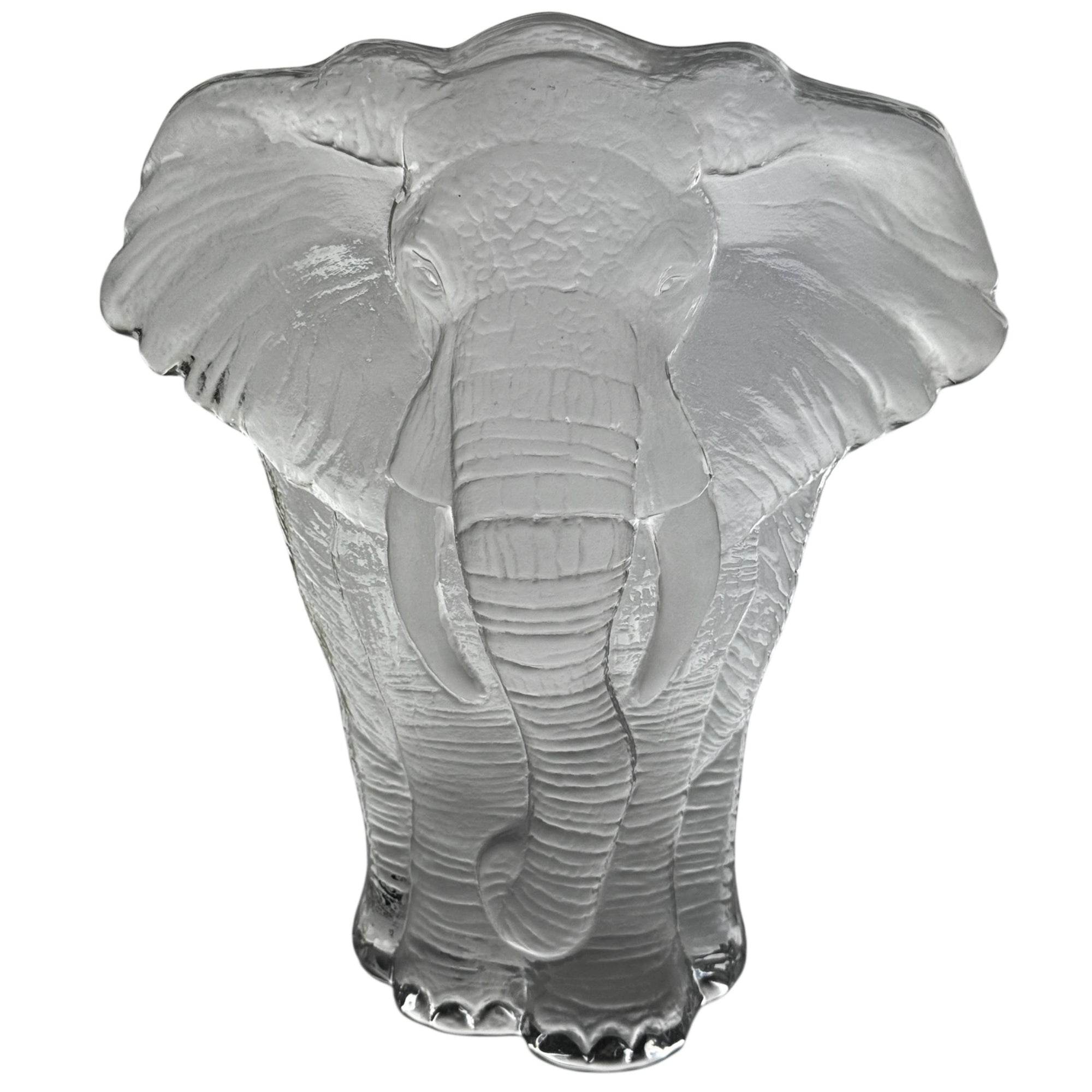 Vintage Mats Jonasson Crystal Elephant Sculpture Flatback 8”