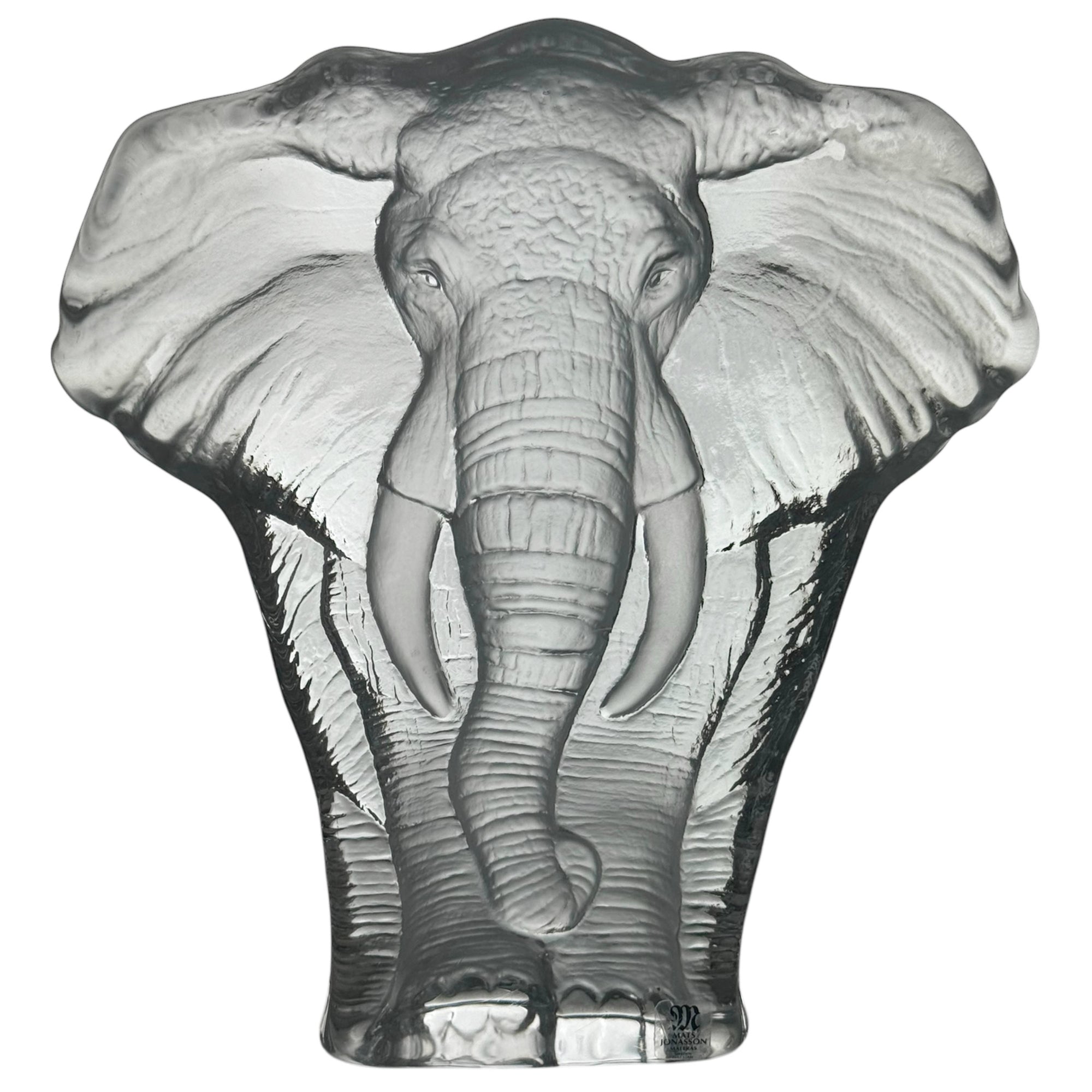 Vintage Mats Jonasson Crystal Elephant Sculpture Flatback 8”