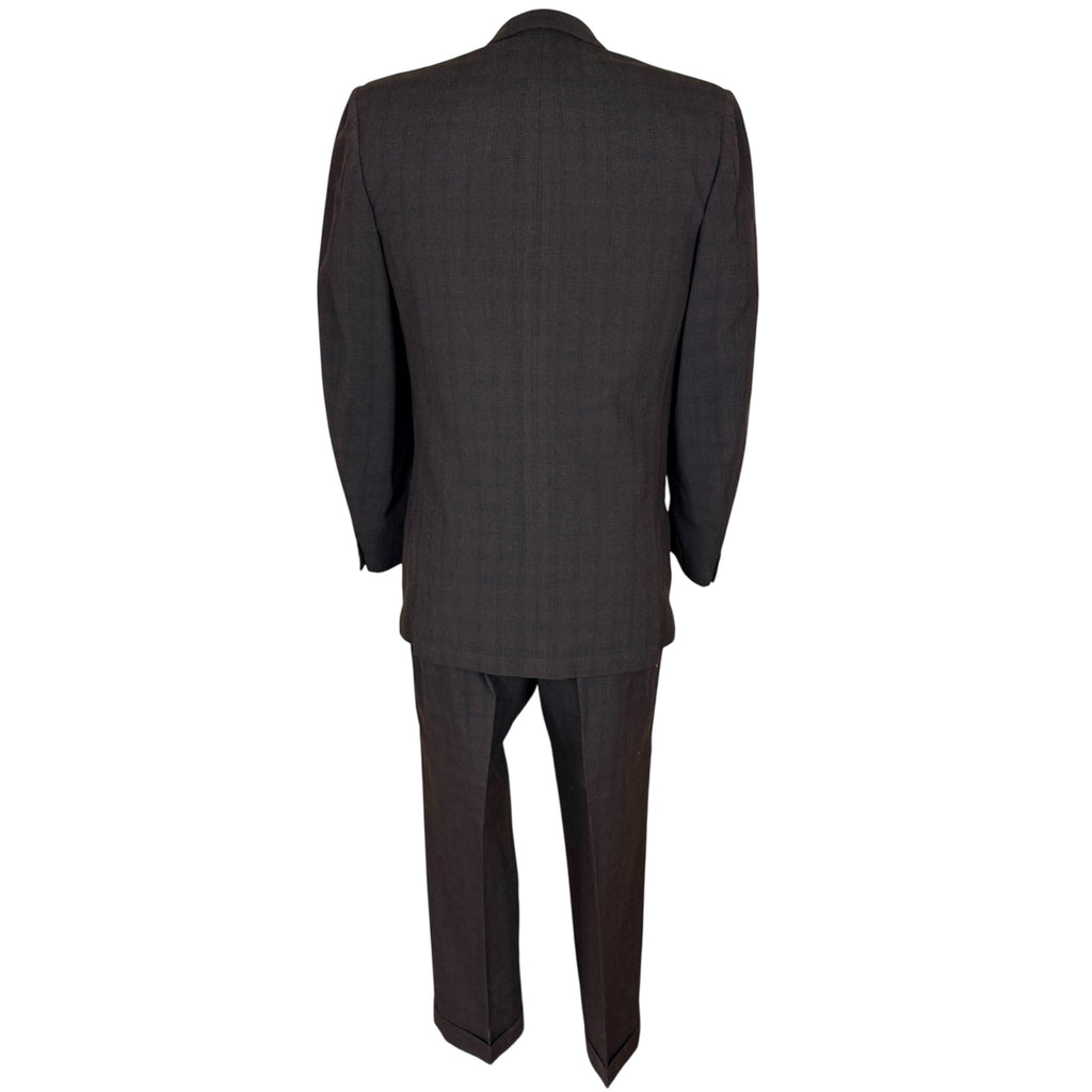 Vintage 1950s Men’s Suit Subtle Brown Check Wool Size S M