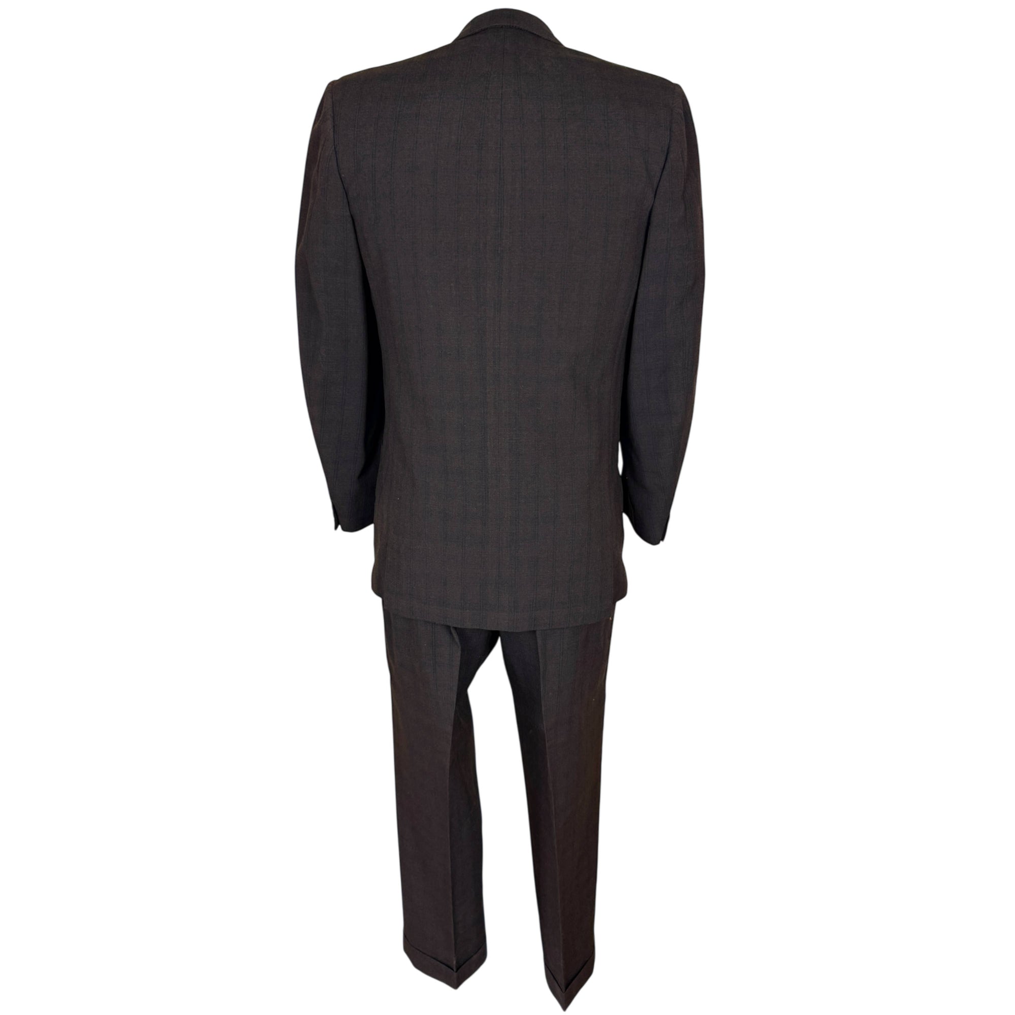 Vintage 1950s Men’s Suit Subtle Brown Check Wool Size S M