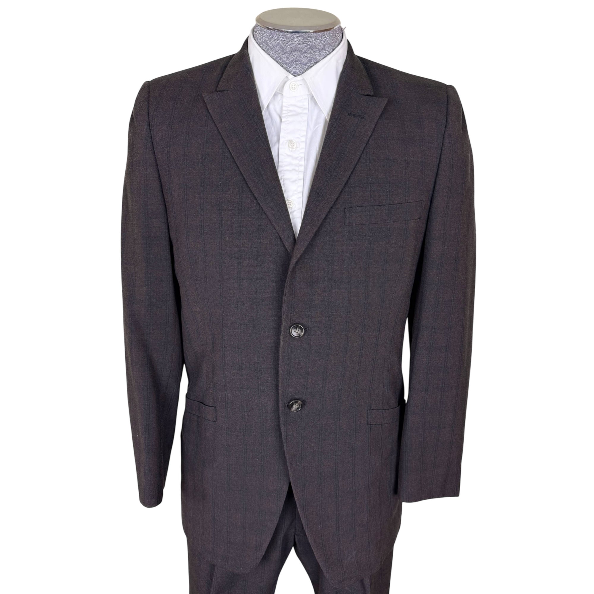 Vintage 1950s Men’s Suit Subtle Brown Check Wool Size S M