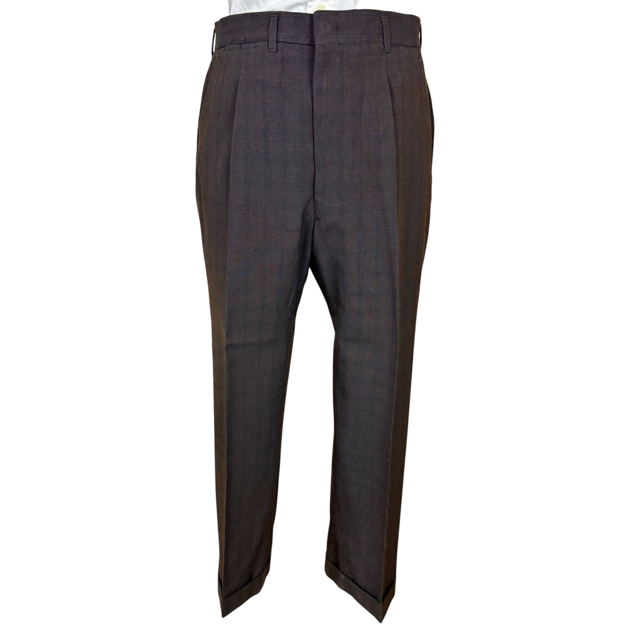 Vintage 1950s Men’s Suit Subtle Brown Check Wool Size S M