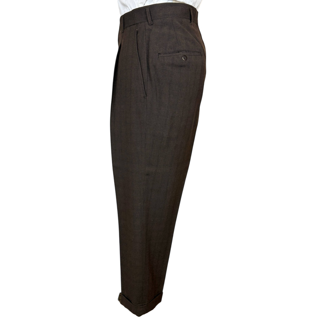 Vintage 1950s Men’s Suit Subtle Brown Check Wool Size S M