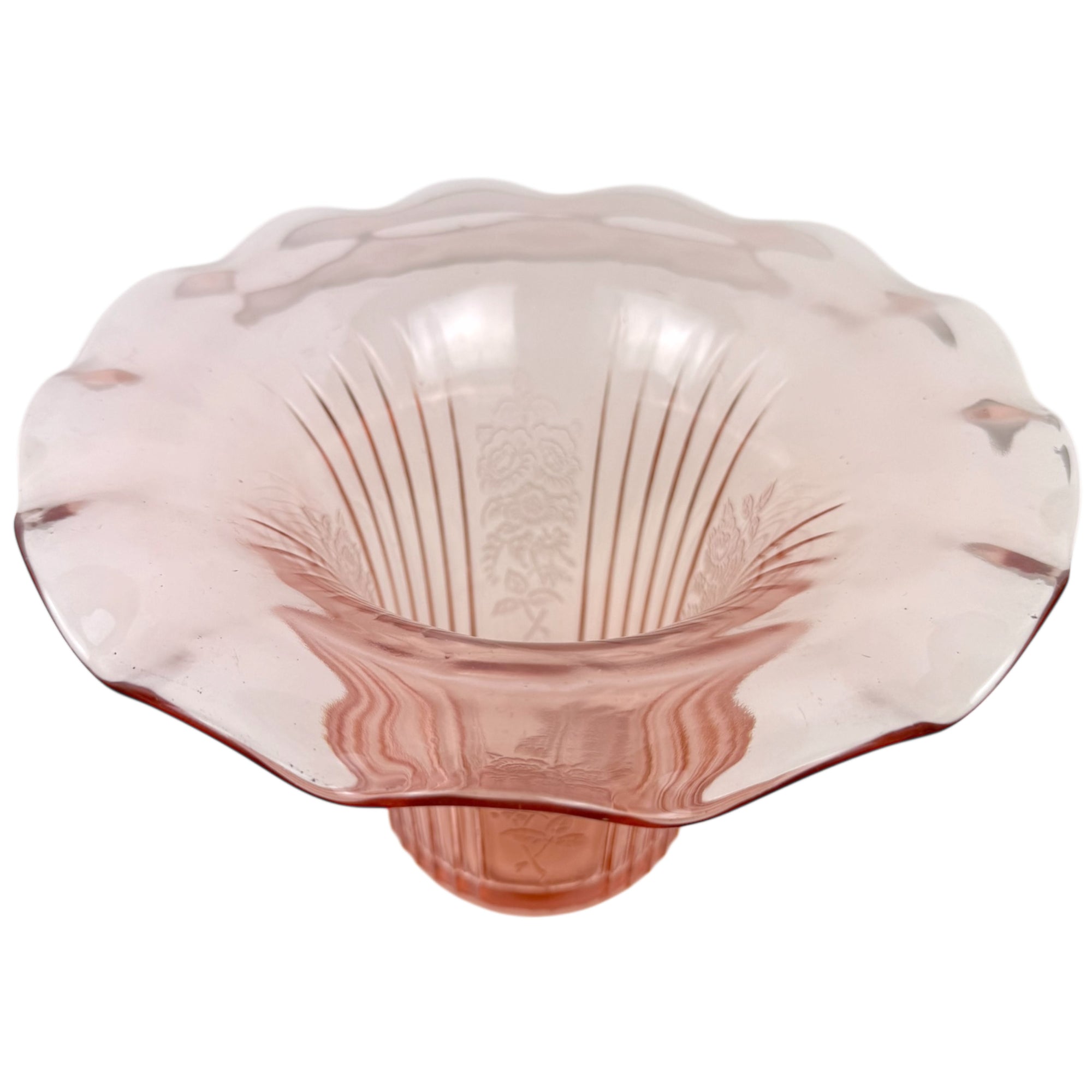Hocking Mayfair Pink Depression Glass Sweetpea Vase Open Rose Pattern