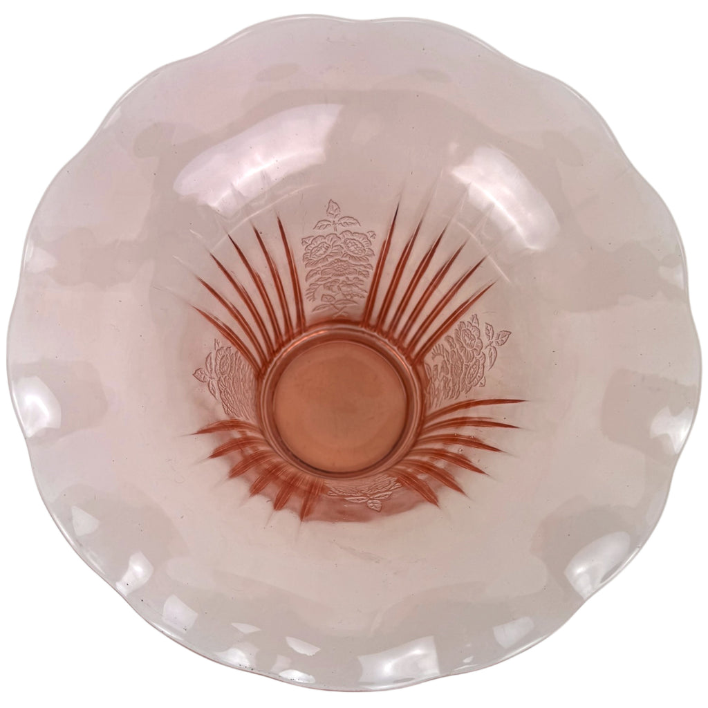 Hocking Mayfair Pink Depression Glass Sweetpea Vase Open Rose Pattern