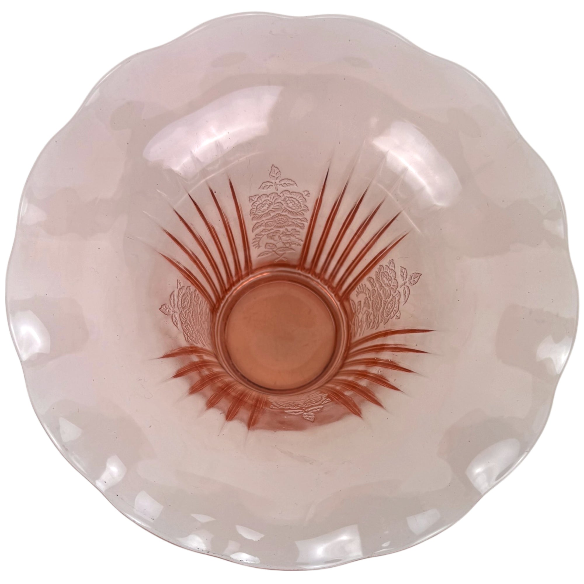 Hocking Mayfair Pink Depression Glass Sweetpea Vase Open Rose Pattern