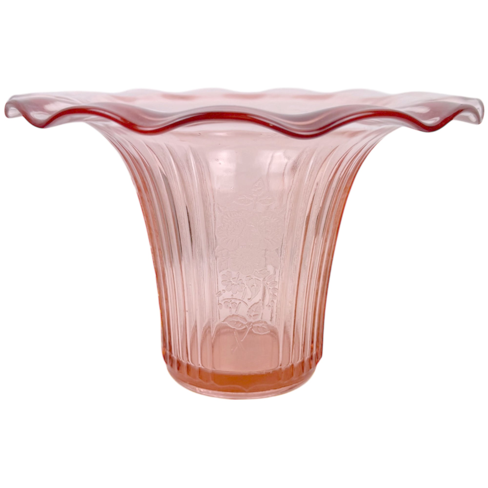 Hocking Mayfair Pink Depression Glass Sweetpea Vase Open Rose Pattern