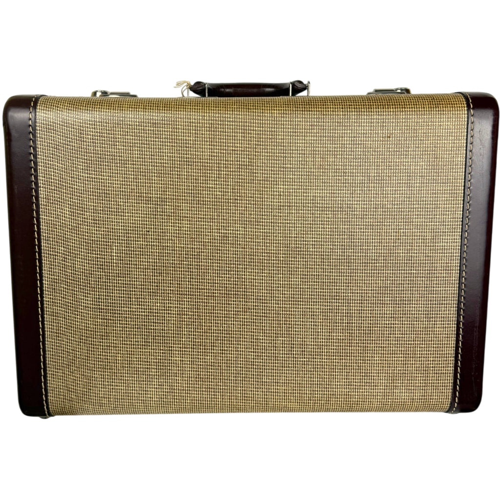 1950s tweed pattern suitcase by McBrine