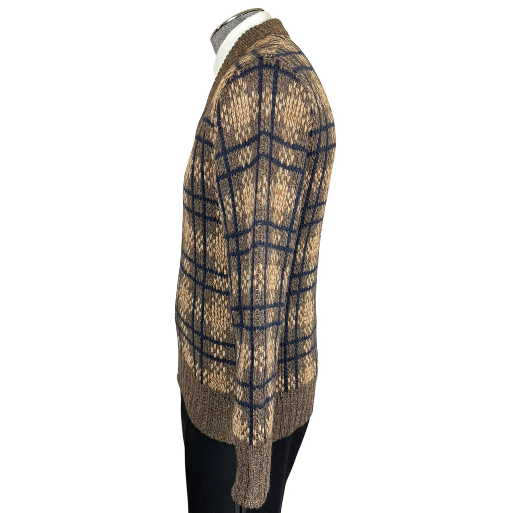 1970s Vintage McGregor Wool Sweater Plaid Knit Pullover Made in Japan