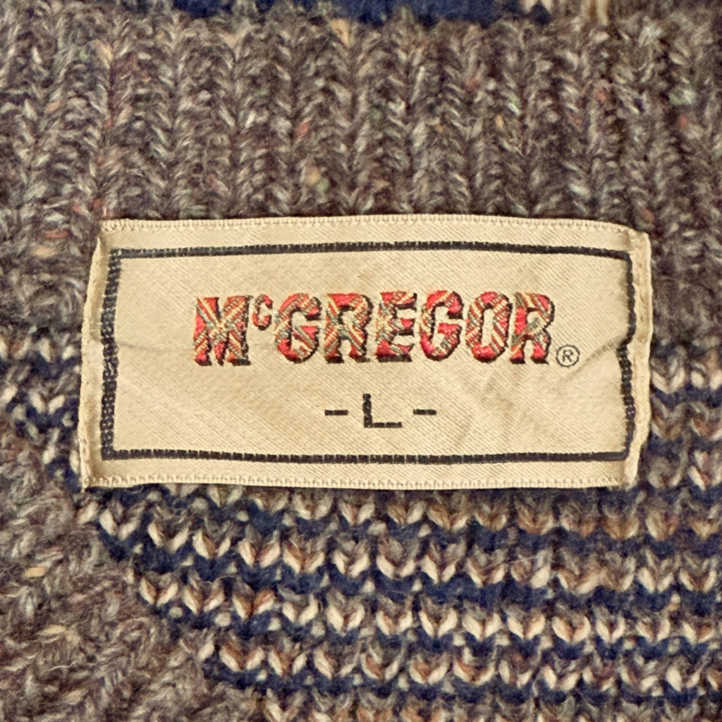 1970s Vintage McGregor Wool Sweater Plaid Knit Pullover Made in Japan