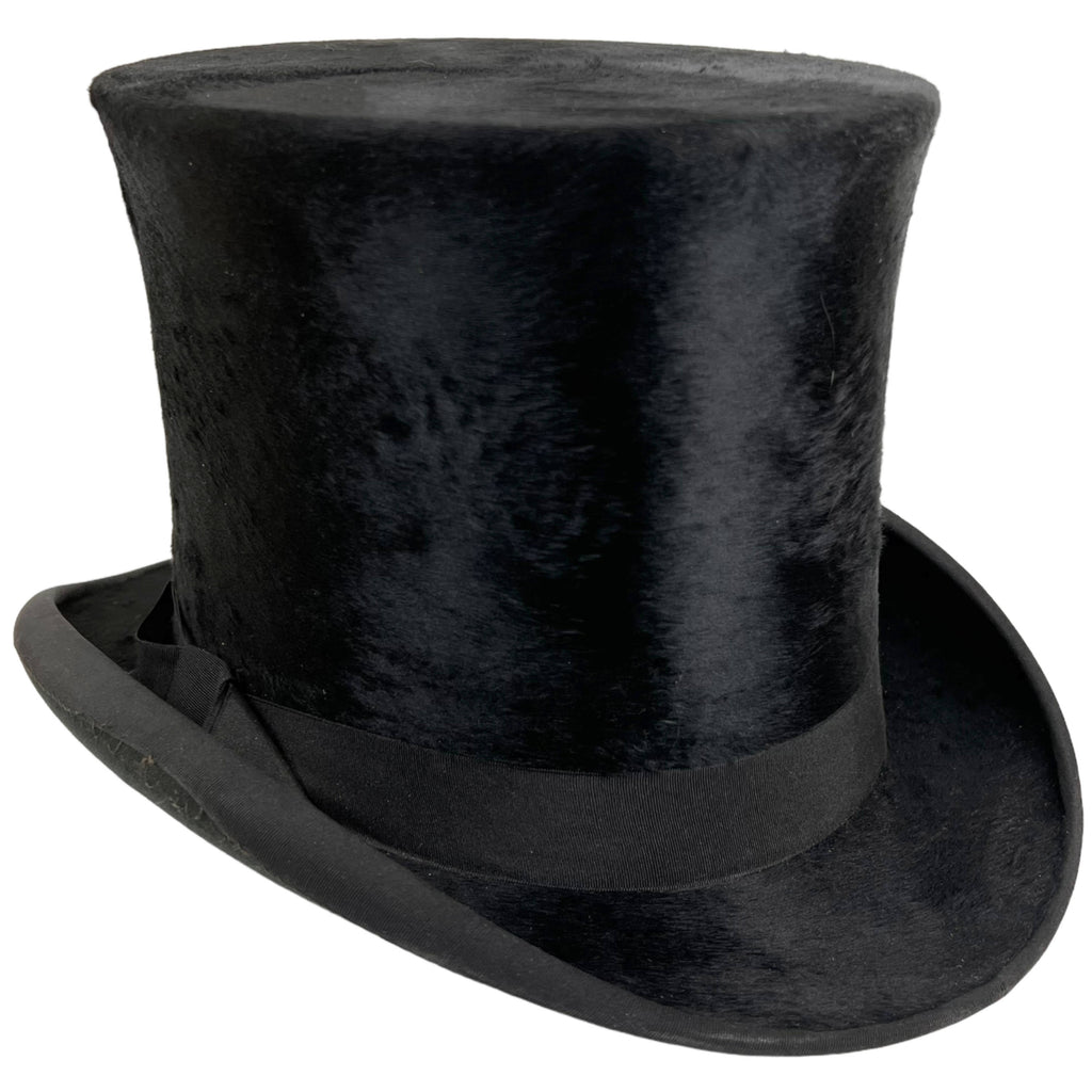Antique Silk Plush Top Hat Macqueen & Co London Size 6 7/8