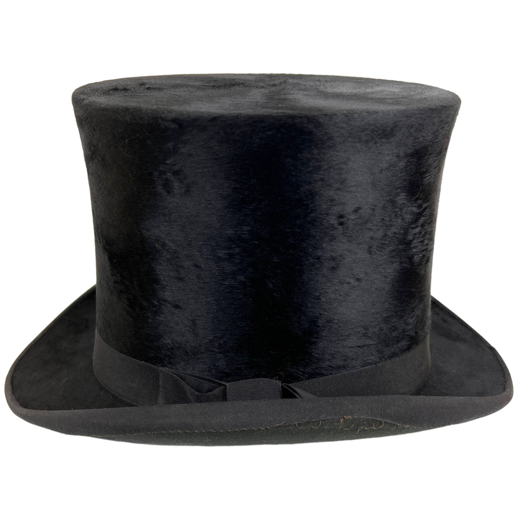 Antique Silk Plush Top Hat Macqueen & Co London Size 6 7/8