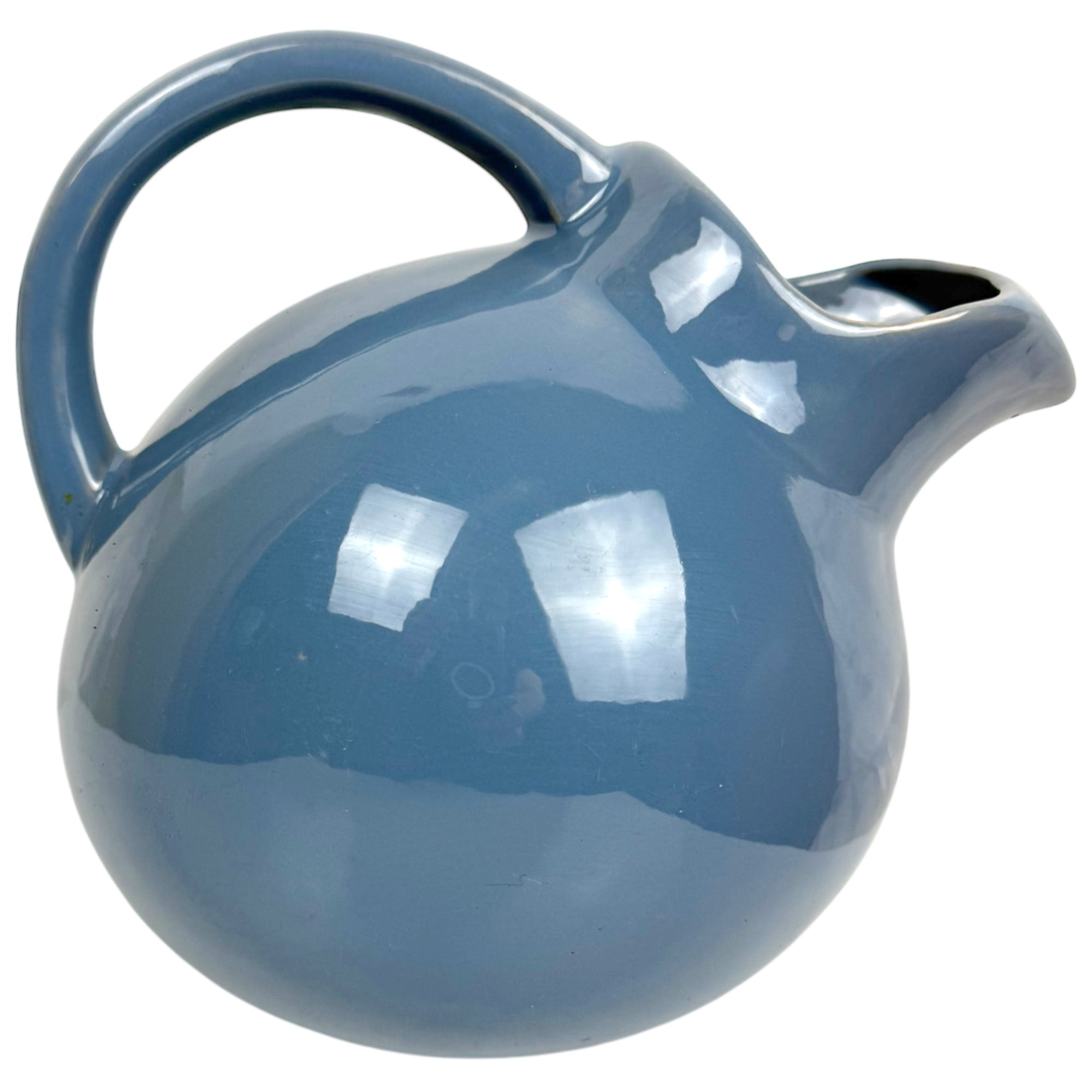 Vintage 1930s Medalta Pottery Ball Jug Alberta Cornflower Blue Glaze Pitcher
