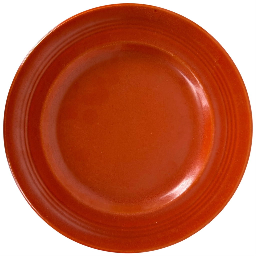 Vintage Medicine Hat Potteries orange red uranium glaze dinner plate
