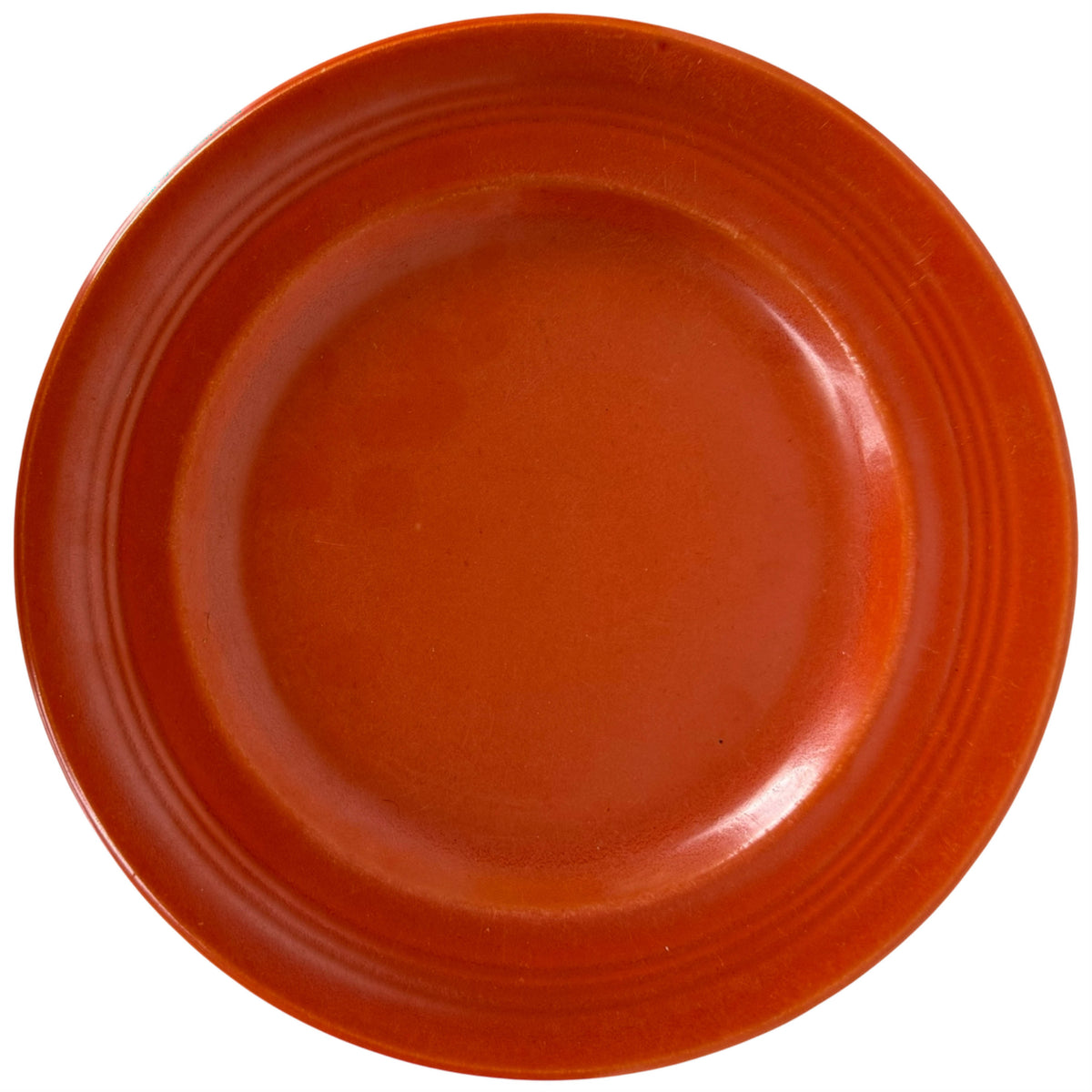 Vintage Medicine Hat Potteries orange red uranium glaze dinner plate