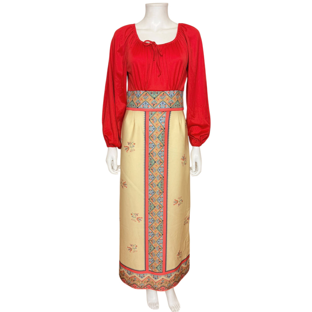 Vintage 1970s Boho Peasant Dress by Mel Warshaw for Miss Jane Miami – Size 8