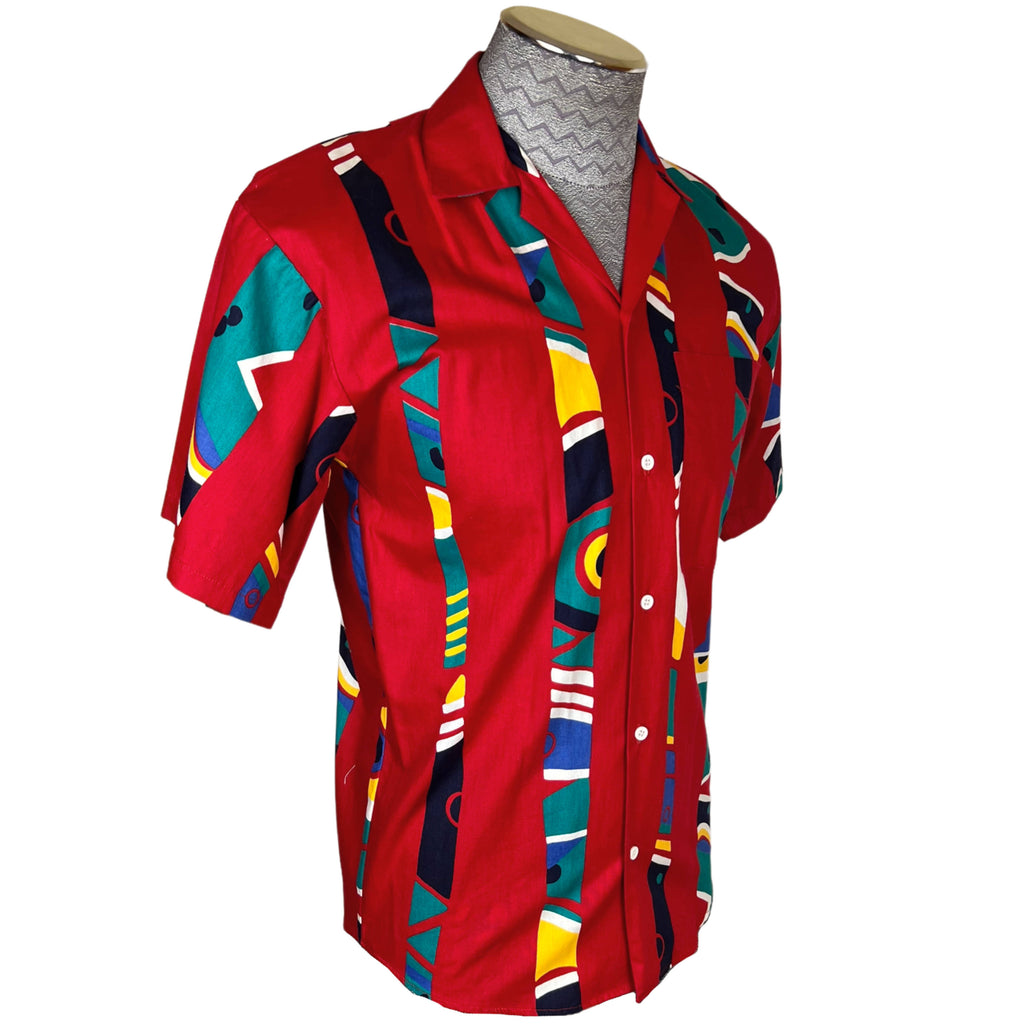 Vintage 1980s Memphis Design Shirt Short Sleeve Mens XS