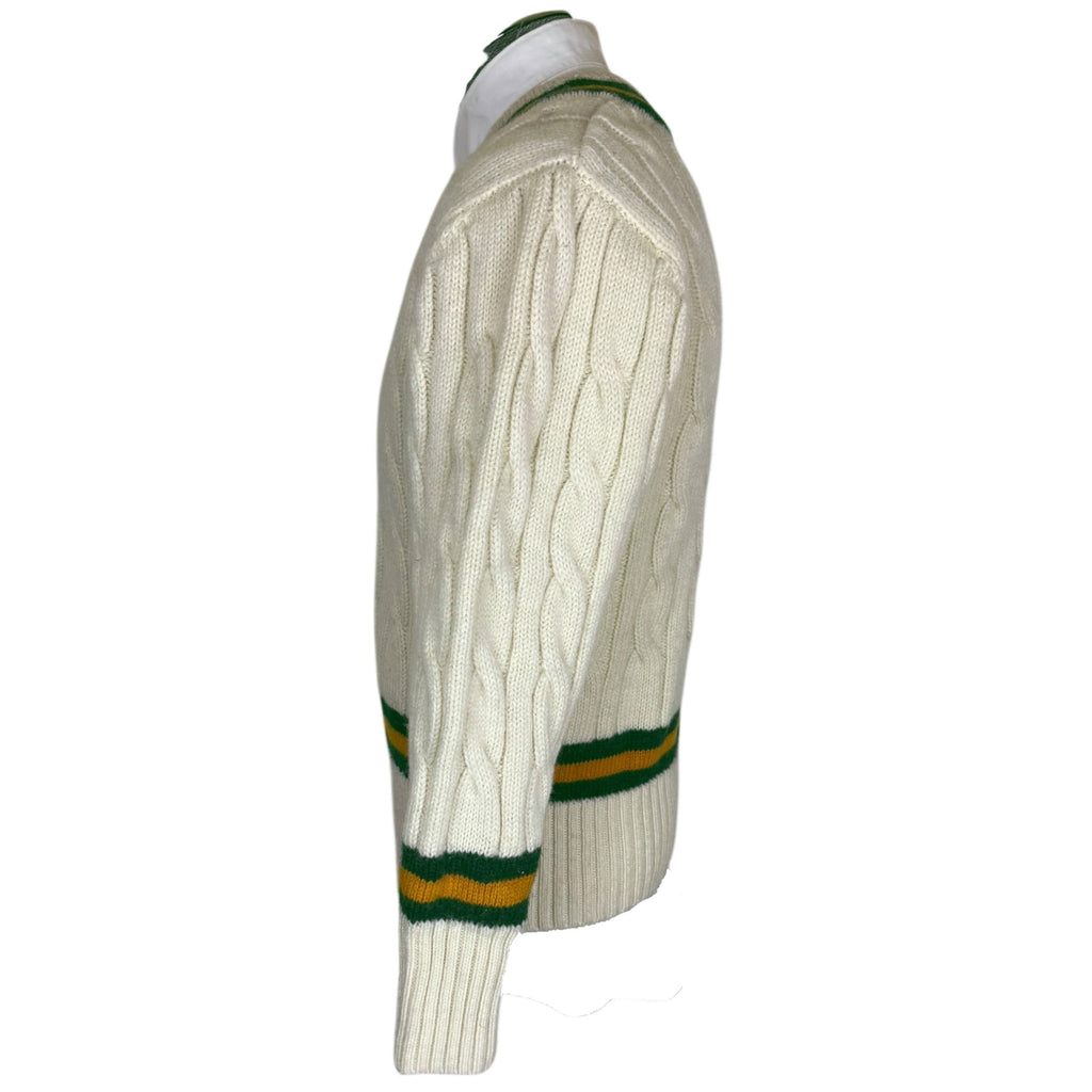 Vintage Cricket Sweater Merchant Fox England Cable Knit Wool Size S