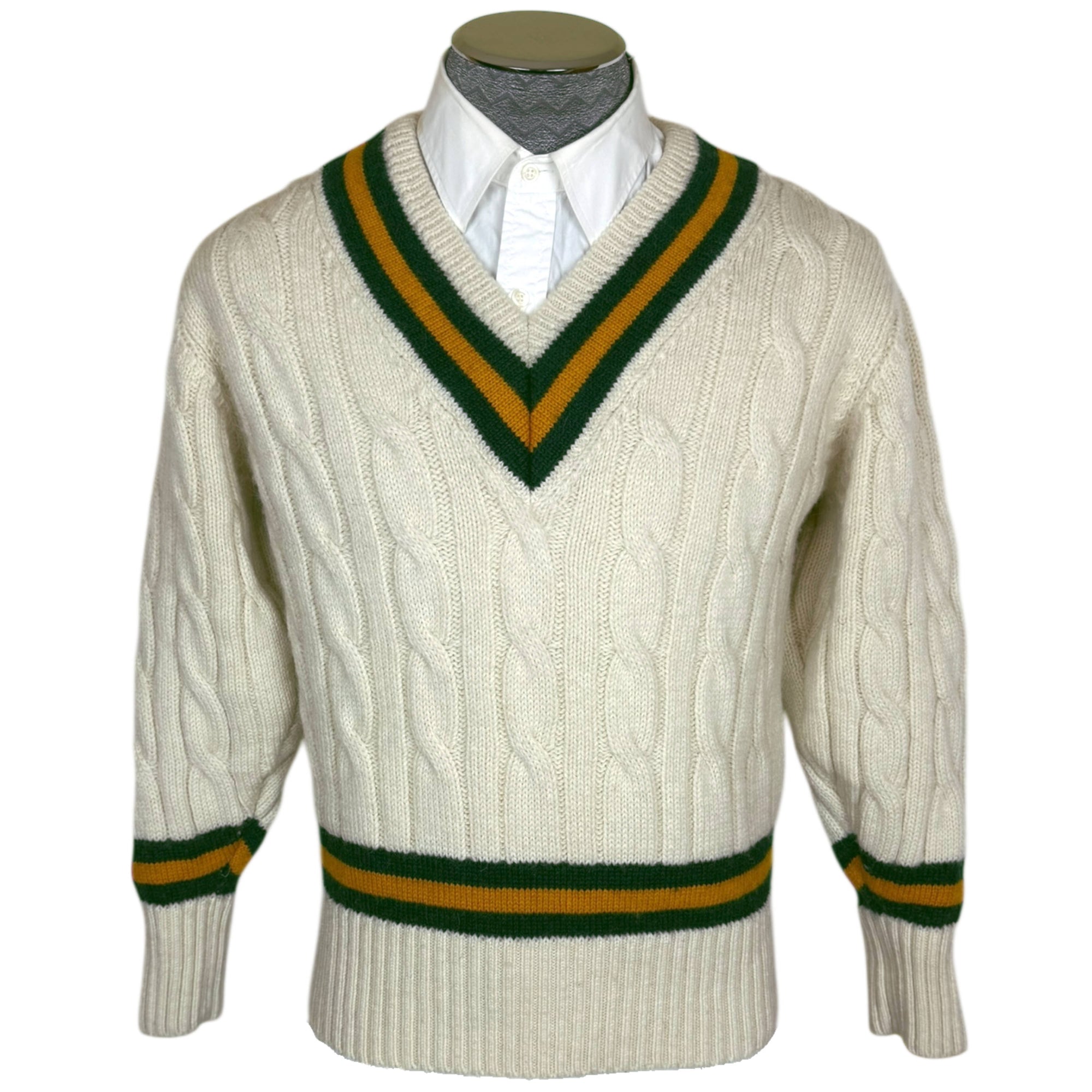 Vintage Cricket Sweater Merchant Fox England Cable Knit Wool Size S