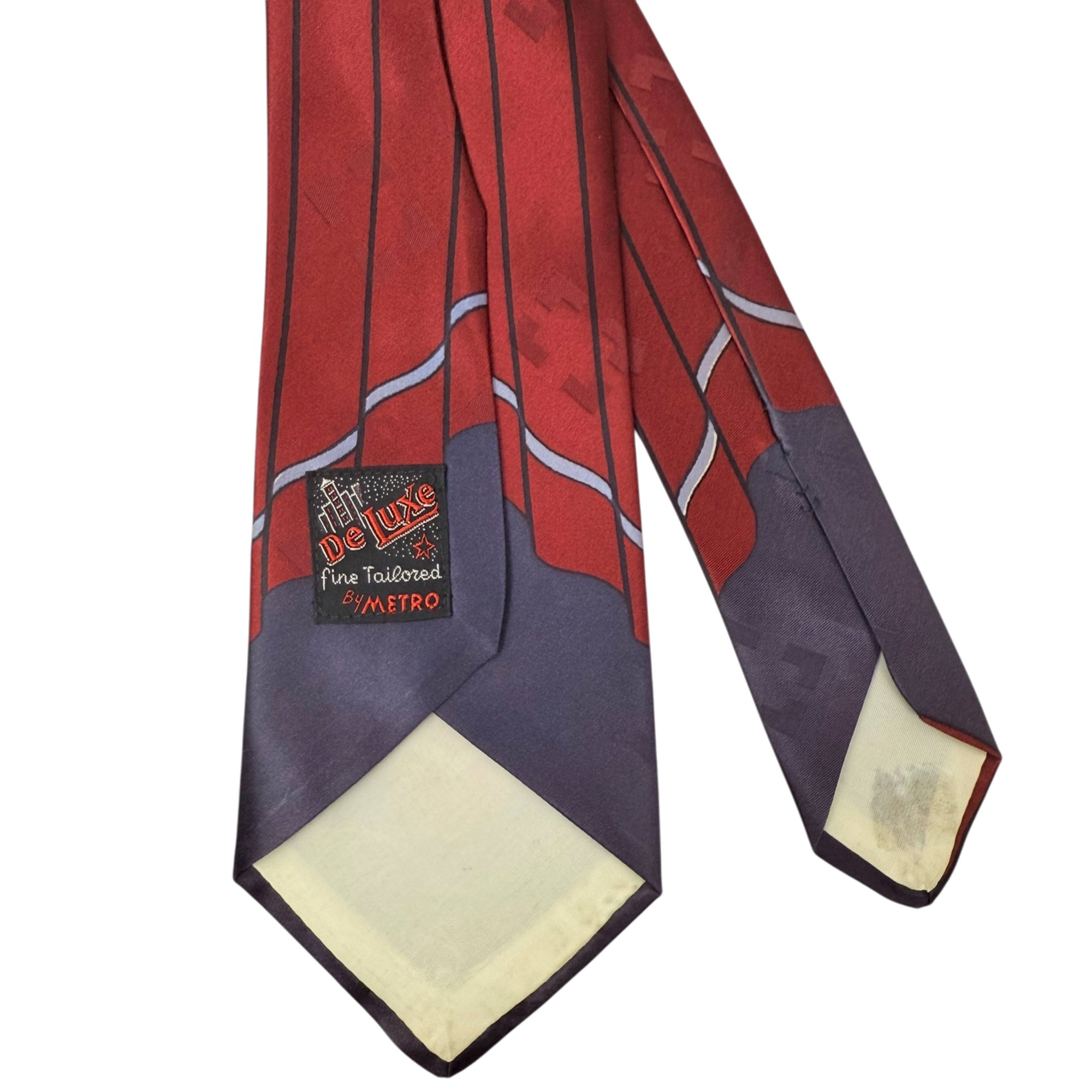 Vintage Mid 1950s Mens Tie Paisley Satin Necktie Deluxe by Metro