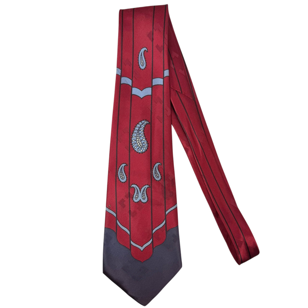 Vintage Mid 1950s Mens Tie Paisley Satin Necktie Deluxe by Metro
