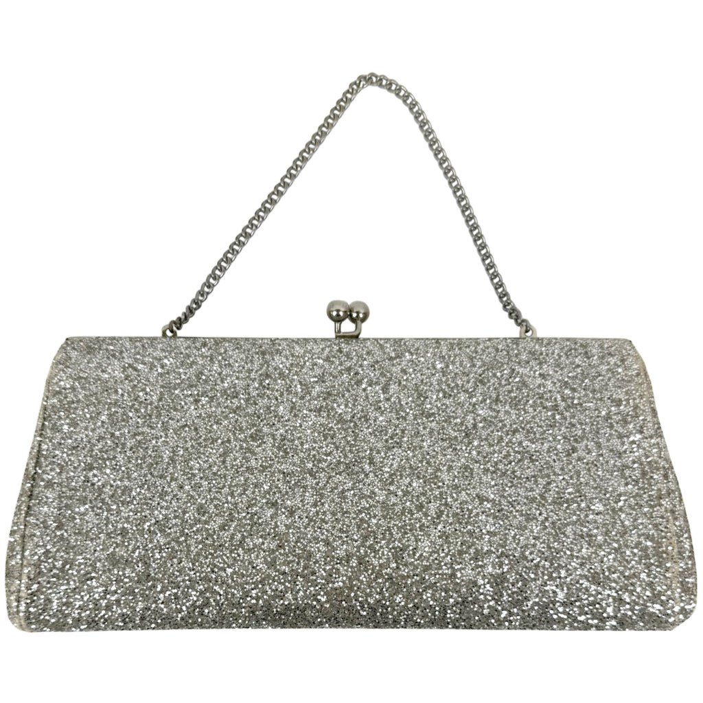 Vintage 1960s Sparkly Evening Bag Silver Glitter Made in USA