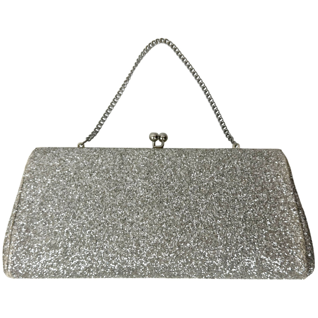 Vintage 1960s Sparkly Evening Bag Silver Glitter Made in USA