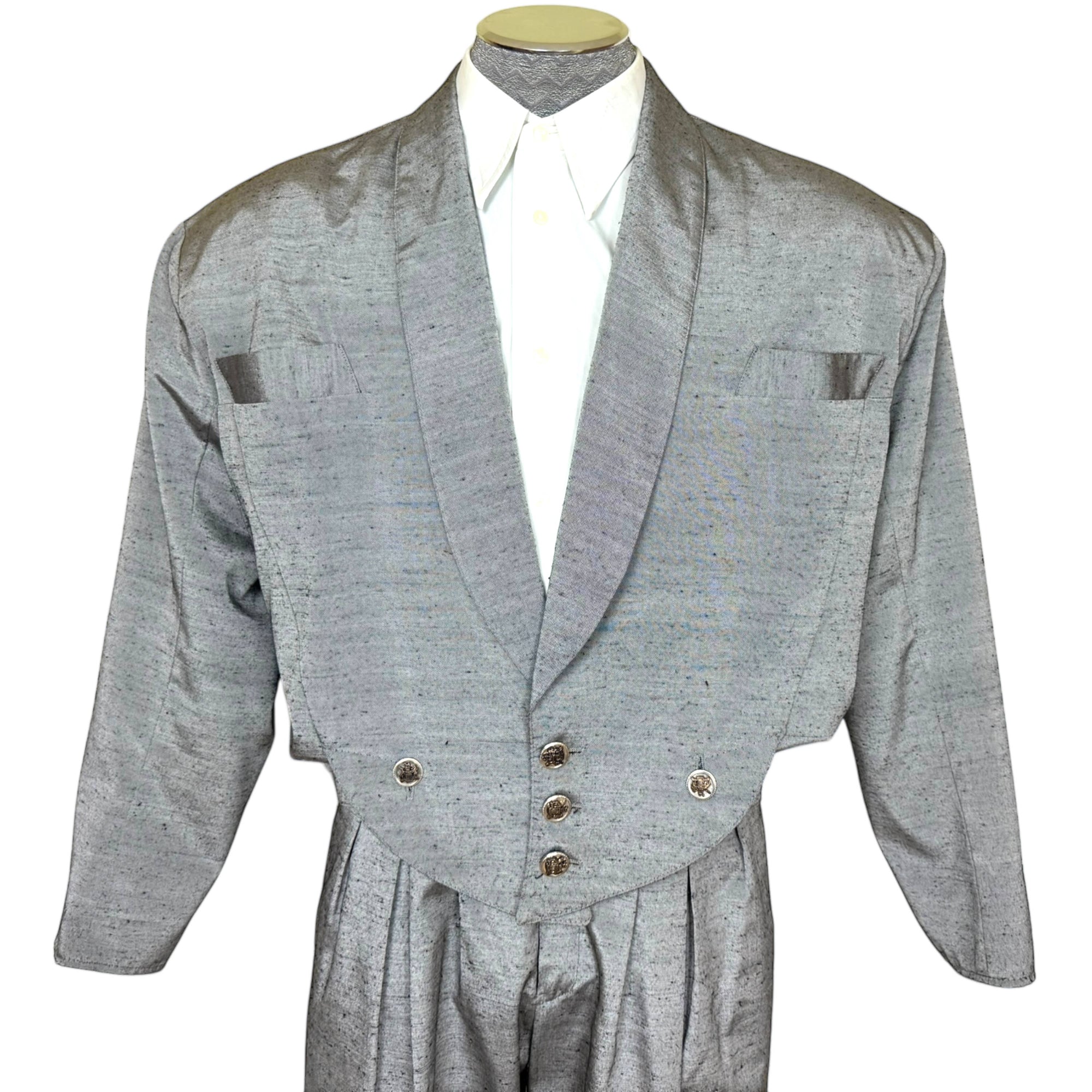 Vintage 1980s New Wave Suit Silver Grey Size Large