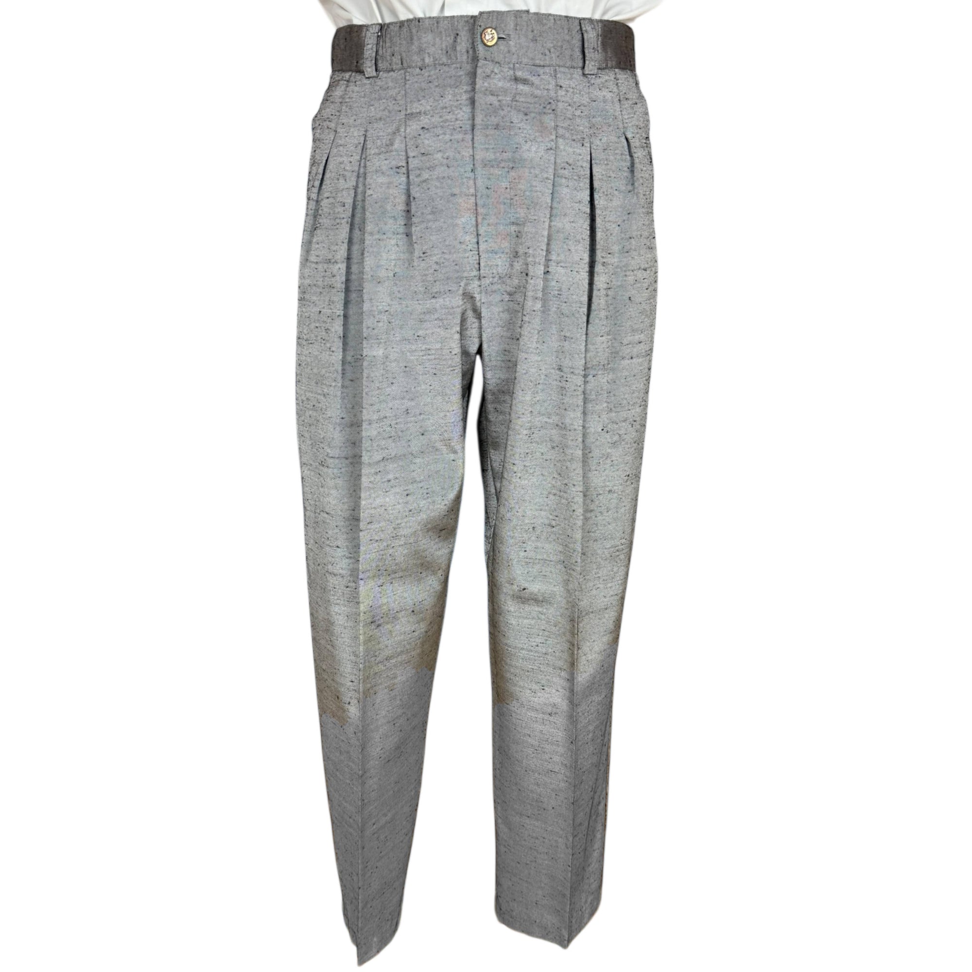 Vintage 1980s New Wave Suit Silver Grey Size Large