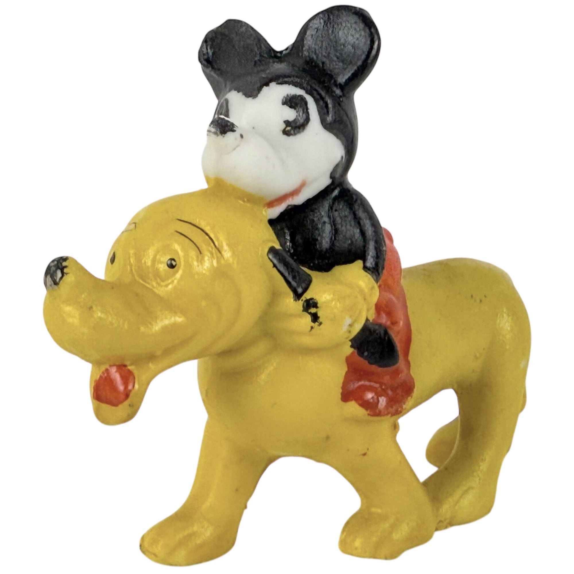 Vintage 1930s Walt Disney Figurine Mickey Mouse Riding Pluto