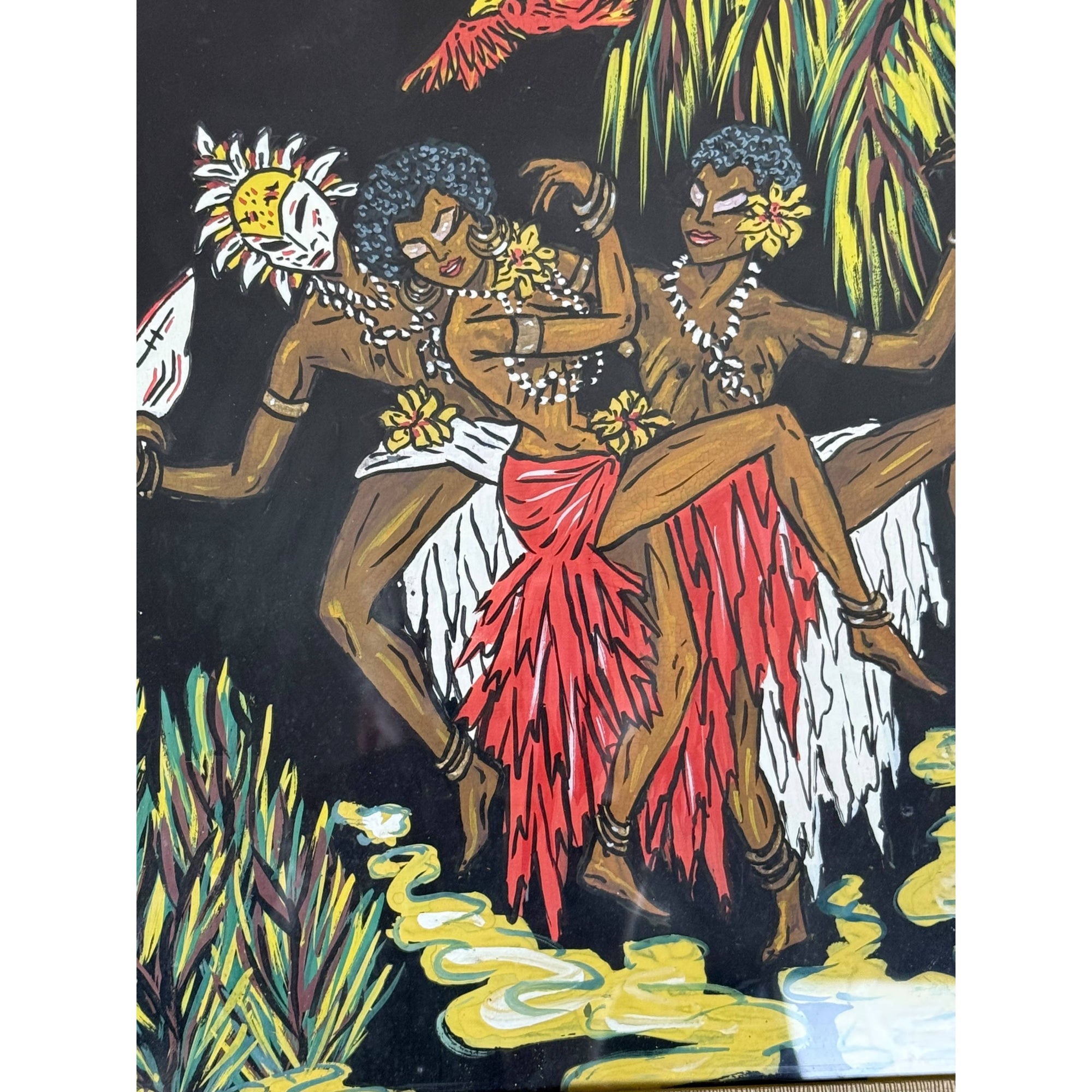 4 1950s Kitsch African Dancers Silkscreen Prints Signed Nona