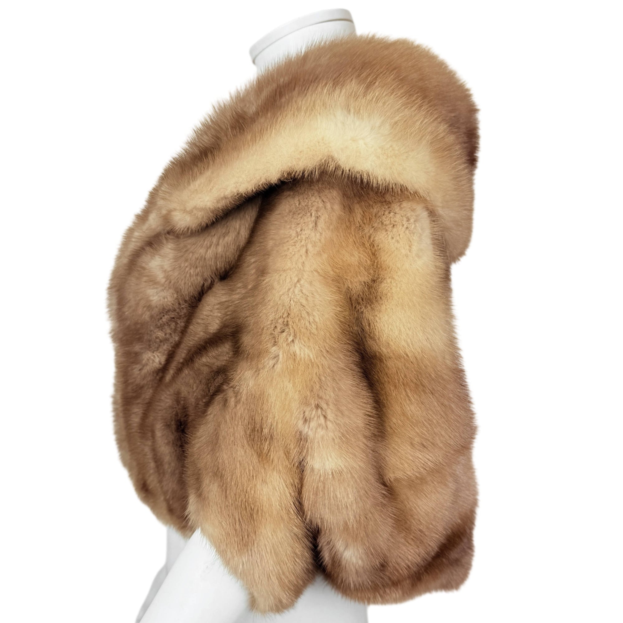 Vintage 1950s Mink Fur Capelet Shrug with Shawl Collar