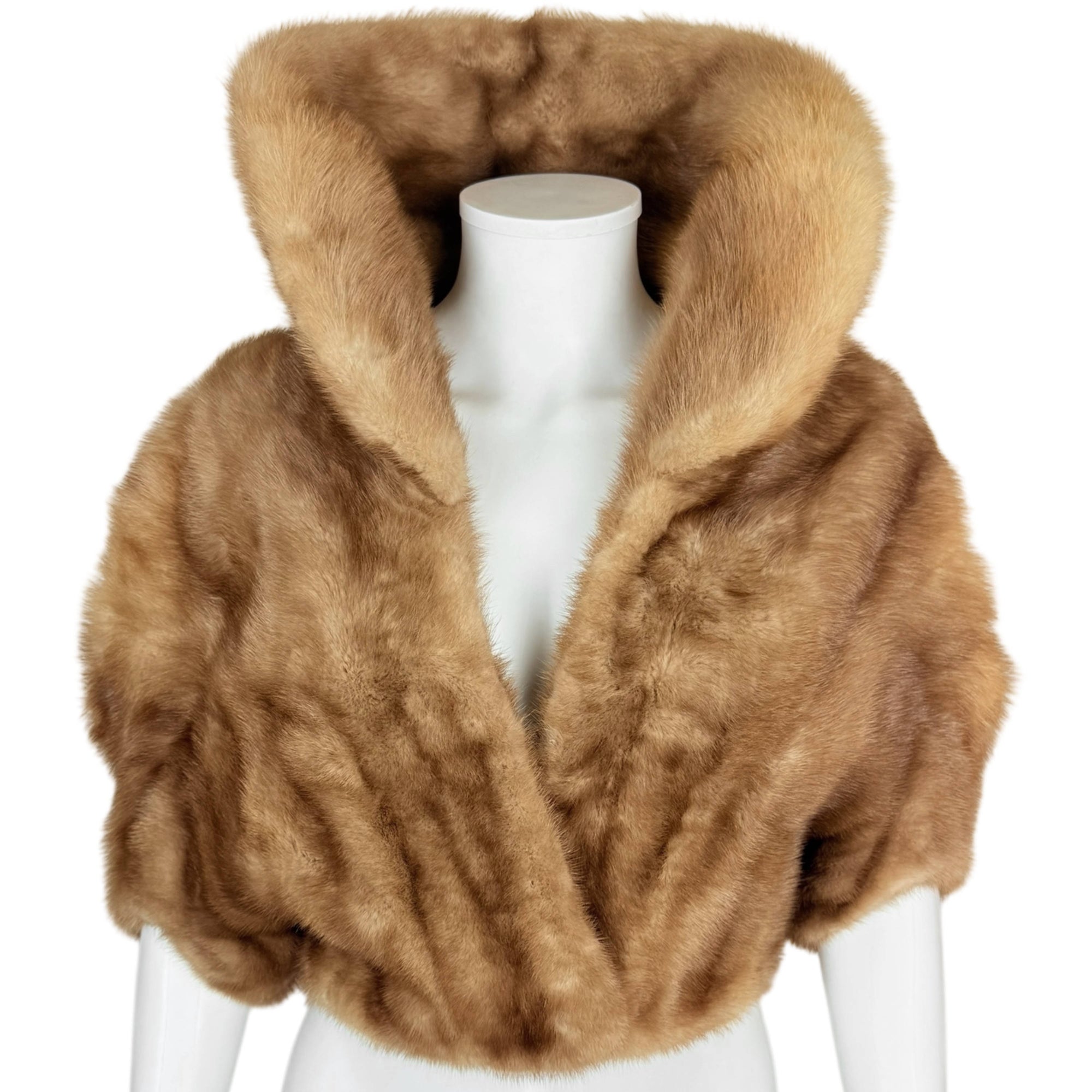 Vintage 1950s Mink Fur Capelet Shrug with Shawl Collar