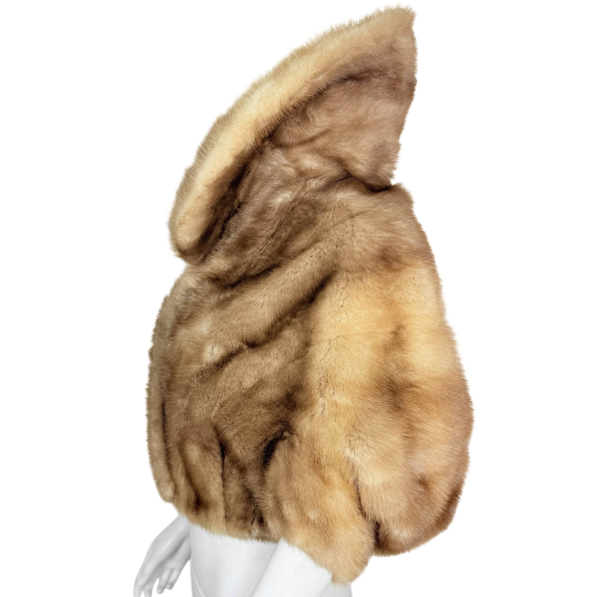 Vintage 1950s Mink Fur Capelet Shrug with Shawl Collar